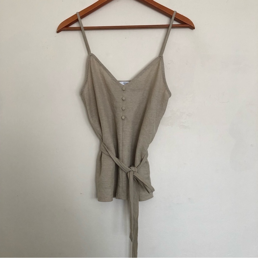 MANGO Button Detail Tie Waist Cami Top